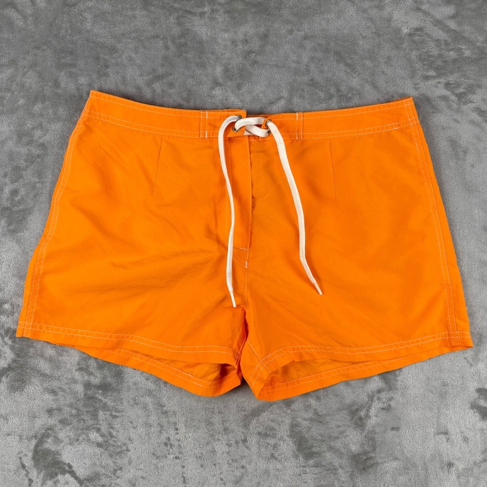 Solid Orange Board Shorts Classic Fit Drawstring Quick Dry Swim Trunks Size 14
